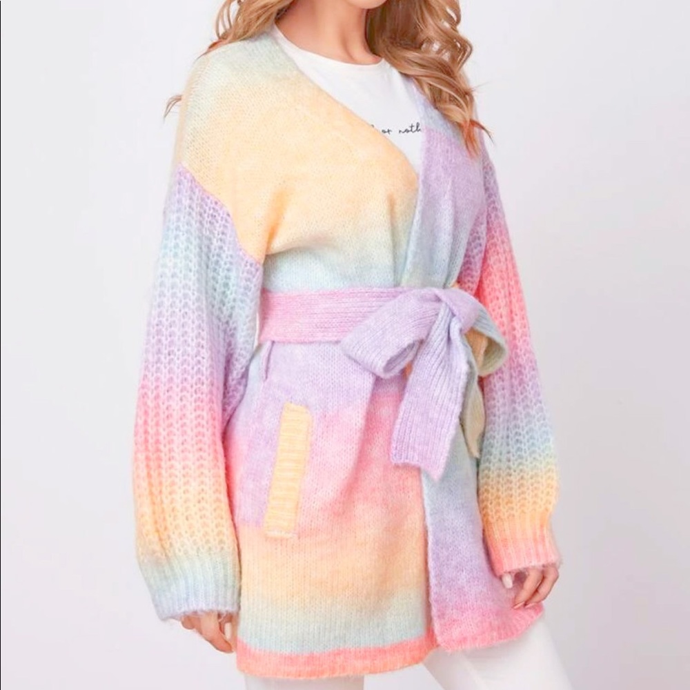 Pastel rainbow kimono cardigan - Picture 1 of 6